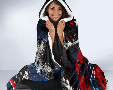 4th Of July WTF Is A Kilometer Patriotic Eagle Hooded Blanket American Flag George Washington