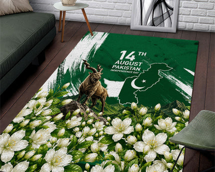 Pakistan Independence Day August 14 Area Rug Patriotic Markhor Heritage Landmarks And Jasmine