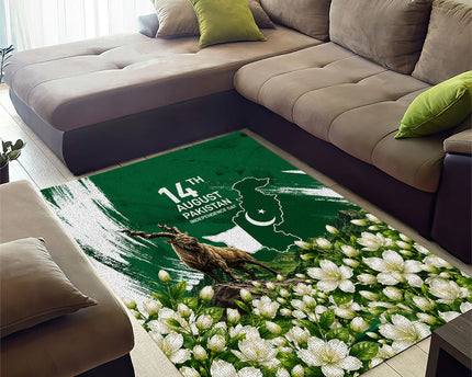 Pakistan Independence Day August 14 Area Rug Patriotic Markhor Heritage Landmarks And Jasmine