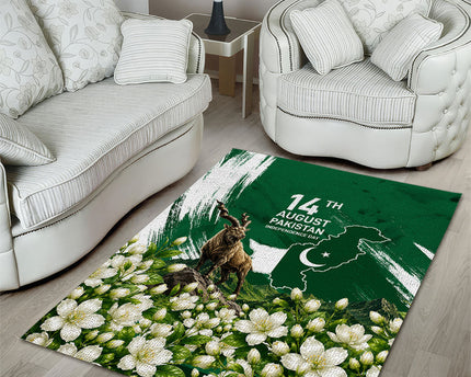 Pakistan Independence Day August 14 Area Rug Patriotic Markhor Heritage Landmarks And Jasmine