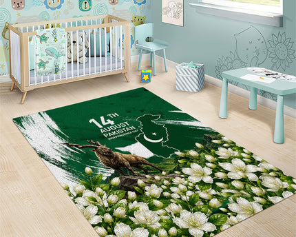 Pakistan Independence Day August 14 Area Rug Patriotic Markhor Heritage Landmarks And Jasmine