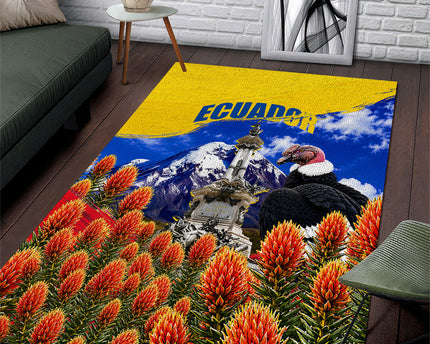 Ecuador Independence Day Area Rug Patriotic Andean Condor Monument And Mountain