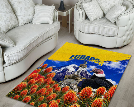 Ecuador Independence Day Area Rug Patriotic Andean Condor Monument And Mountain