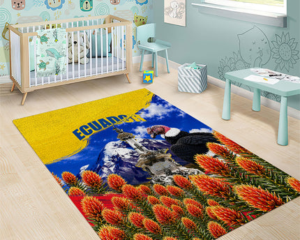 Ecuador Independence Day Area Rug Patriotic Andean Condor Monument And Mountain