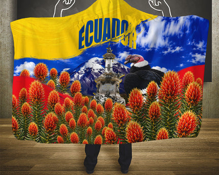 Ecuador Independence Day Hooded Blanket Patriotic Andean Condor Monument And Mountain