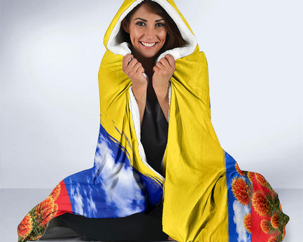 Ecuador Independence Day Hooded Blanket Patriotic Andean Condor Monument And Mountain
