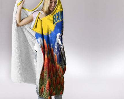 Ecuador Independence Day Hooded Blanket Patriotic Andean Condor Monument And Mountain
