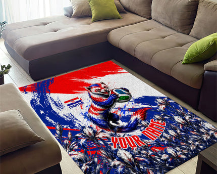Personalized Croatia Marten Soccer Area Rug Croatian Flag Abstract Brush Stroke