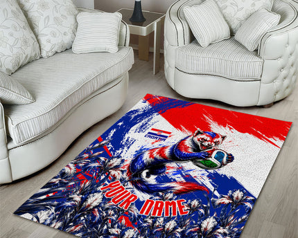 Personalized Croatia Marten Soccer Area Rug Croatian Flag Abstract Brush Stroke