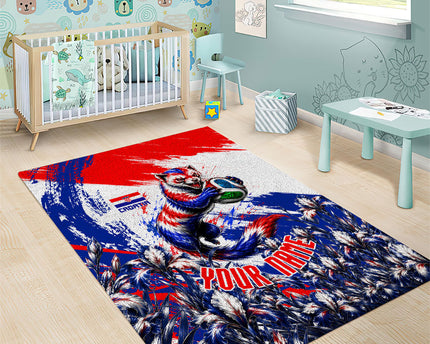 Personalized Croatia Marten Soccer Area Rug Croatian Flag Abstract Brush Stroke