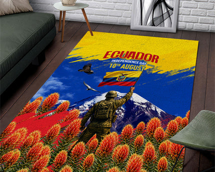 Ecuador Independence Day August 10 Area Rug Patriotic Heritage Virgin Statue And Soldier