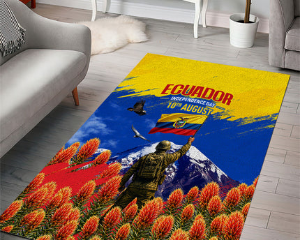 Ecuador Independence Day August 10 Area Rug Patriotic Heritage Virgin Statue And Soldier