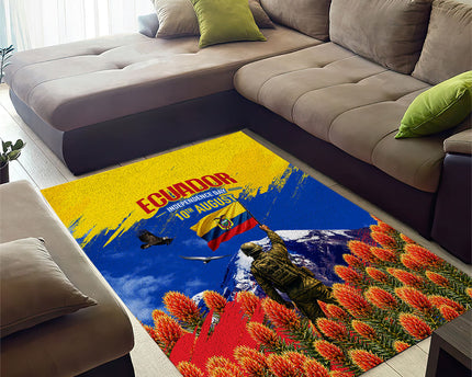 Ecuador Independence Day August 10 Area Rug Patriotic Heritage Virgin Statue And Soldier