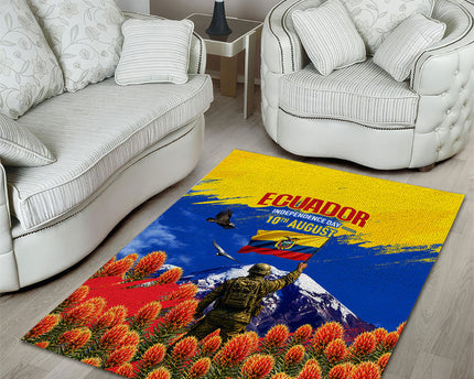 Ecuador Independence Day August 10 Area Rug Patriotic Heritage Virgin Statue And Soldier