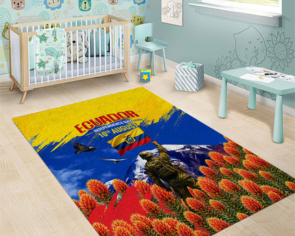 Ecuador Independence Day August 10 Area Rug Patriotic Heritage Virgin Statue And Soldier