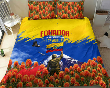 Ecuador Independence Day August 10 Bedding Set Patriotic Heritage Virgin Statue And Soldier
