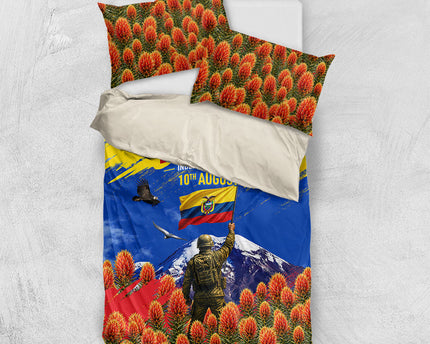 Ecuador Independence Day August 10 Bedding Set Patriotic Heritage Virgin Statue And Soldier