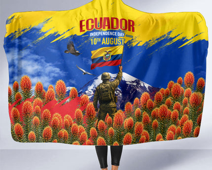 Ecuador Independence Day August 10 Hooded Blanket Patriotic Heritage Virgin Statue And Soldier