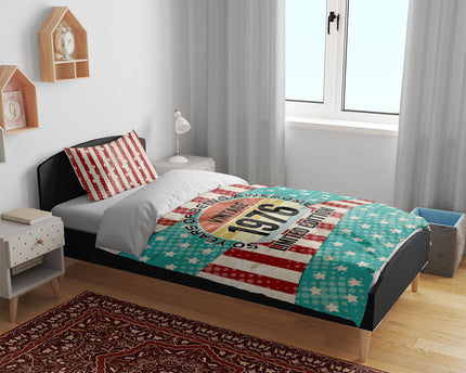 America Vintage 1976 50th Birthday Bedding Set Retro Sunset Patriotic