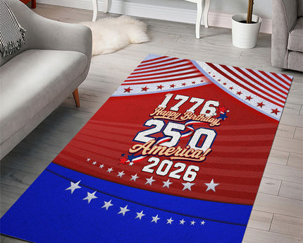 America Turns 250 I Turn 50 Area Rug Patriotic Eagle Flag Birthday Stars Stripes
