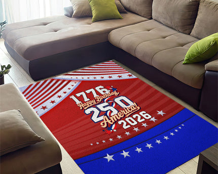 America Turns 250 I Turn 50 Area Rug Patriotic Eagle Flag Birthday Stars Stripes