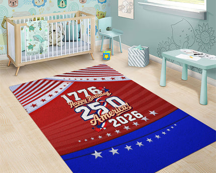 America Turns 250 I Turn 50 Area Rug Patriotic Eagle Flag Birthday Stars Stripes