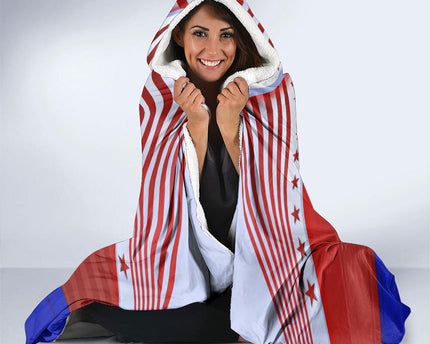 America Turns 250 I Turn 50 Hooded Blanket Patriotic Eagle Flag Birthday Stars Stripes