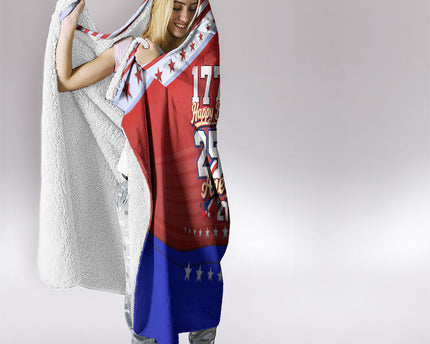 America Turns 250 I Turn 50 Hooded Blanket Patriotic Eagle Flag Birthday Stars Stripes