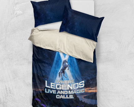 Scotland Kelpies And Unicorn UFO Bedding Set Sci-Fi Alien Abduction And Magic Legends