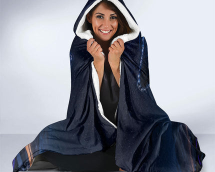 Scotland Kelpies And Unicorn UFO Hooded Blanket Sci-Fi Alien Abduction And Magic Legends