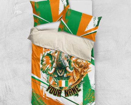 Personalized Ivory Coast Football Bedding Set African Elephant Trophy