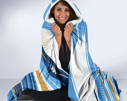 Personalized Argentina Football Champions Hooded Blanket Sun Of May Lion Mascot - Style of King