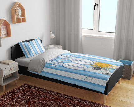 Personalized Argentina Football Fan Bedding Set Sun Of May - Albiceleste Stripes Argentina Flag