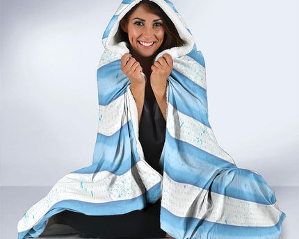 Personalized Argentina Football Fan Hooded Blanket Sun Of May - Albiceleste Stripes Argentina Flag