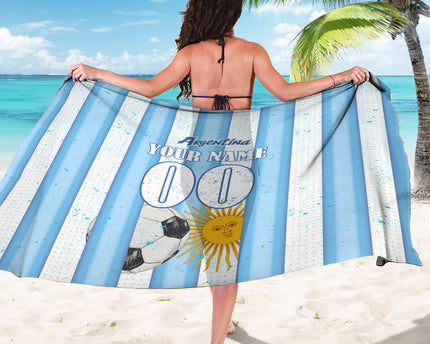 Personalized Argentina Football Fan Sarong Sun Of May