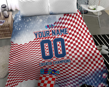 Personalized Croatia Football Eagle Mascot Bedding Set Checkerboard Pattern - Accent Splatters