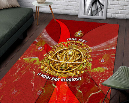 Custom Portugal Football World Champions 2026 Area Rug Golden Shield Crown Crest Soccer Trophy