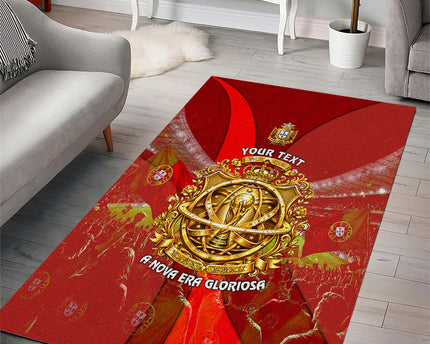 Custom Portugal Football World Champions 2026 Area Rug Golden Shield Crown Crest Soccer Trophy