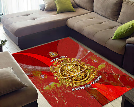 Custom Portugal Football World Champions 2026 Area Rug Golden Shield Crown Crest Soccer Trophy