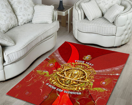 Custom Portugal Football World Champions 2026 Area Rug Golden Shield Crown Crest Soccer Trophy