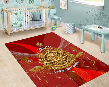 Custom Portugal Football World Champions 2026 Area Rug Golden Shield Crown Crest Soccer Trophy