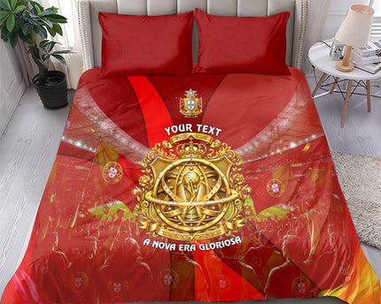 Custom Portugal Football World Champions 2026 Bedding Set Golden Shield Crown Crest Soccer Trophy