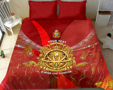 Custom Portugal Football World Champions 2026 Bedding Set Golden Shield Crown Crest Soccer Trophy