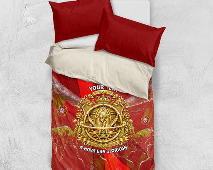 Custom Portugal Football World Champions 2026 Bedding Set Golden Shield Crown Crest Soccer Trophy
