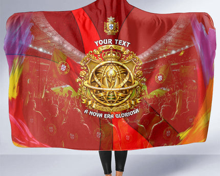 Custom Portugal Football World Champions 2026 Hooded Blanket Golden Shield Crown Crest Soccer Trophy