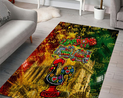 Portugal Football Champions 2026 Area Rug Urban Graffiti Street Art Galo De Barcelos