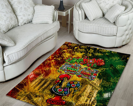Portugal Football Champions 2026 Area Rug Urban Graffiti Street Art Galo De Barcelos
