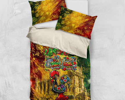 Portugal Football Champions 2026 Bedding Set Urban Graffiti Street Art Galo De Barcelos