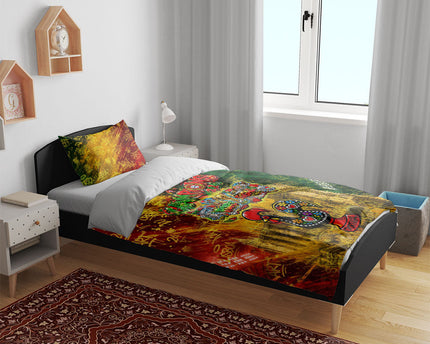 Portugal Football Champions 2026 Bedding Set Urban Graffiti Street Art Galo De Barcelos