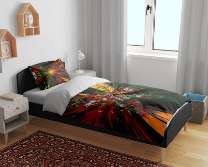 Personalized Portugal Football Champions 2026 Bedding Set Rooster Mascot Comic Trophy Soccer Ball
